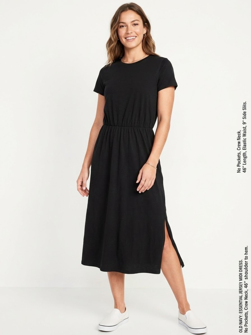 Old Navy Black Short-Sleeve Midi Summer Dress